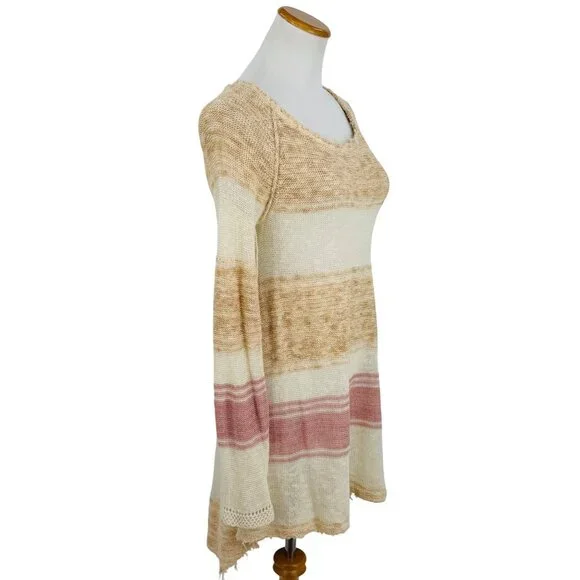 Free People Striped Distressed Knit Mini Dress | Coastal Grandmother Grunge Boho - Picture 14 of 16